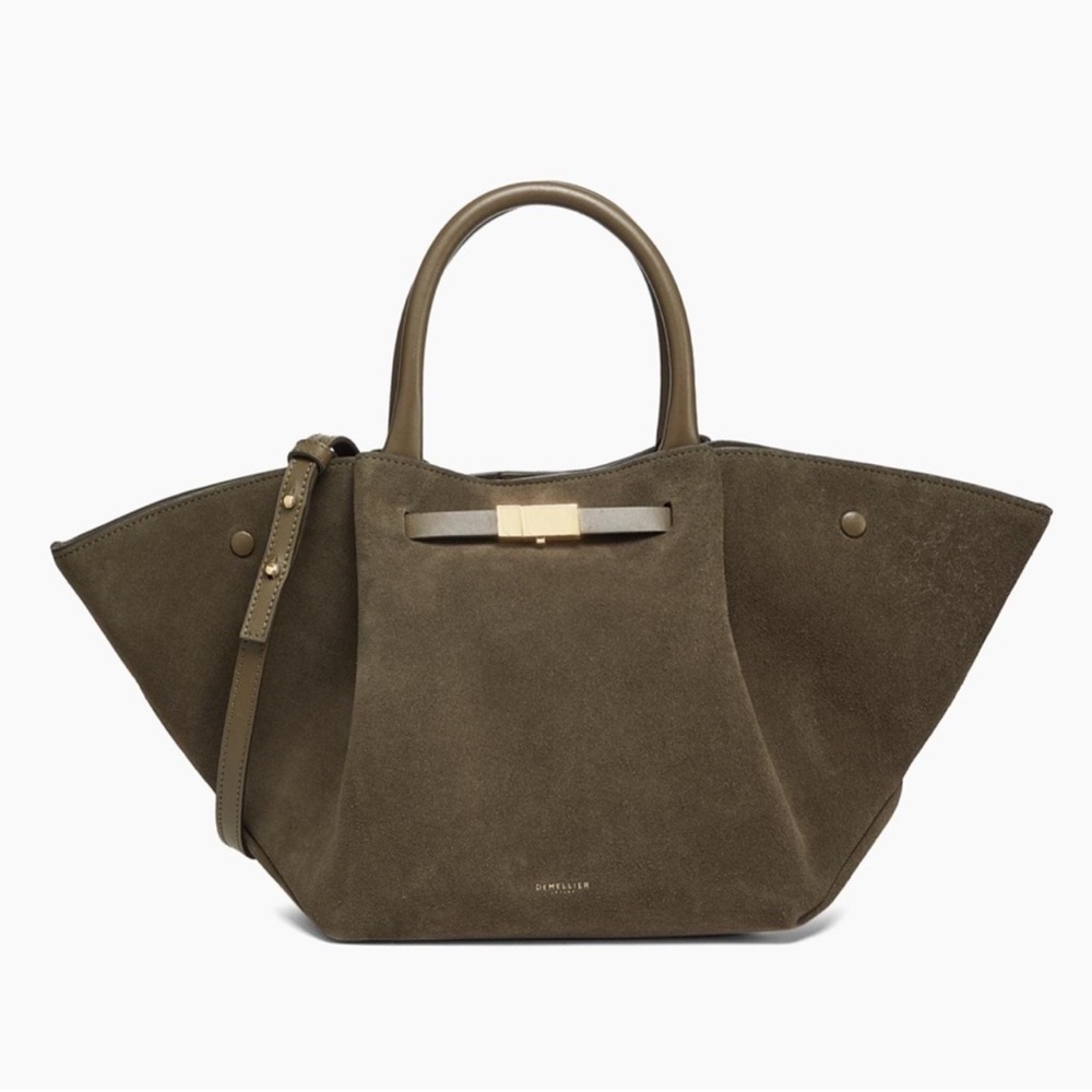 DeMellier The Midi New York Olive Suede Tote Bag - Picture 2 of 8